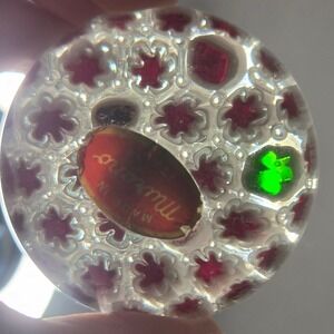 Murano Italy Millefiori Glass Paperweight Playing Card Clover Flower